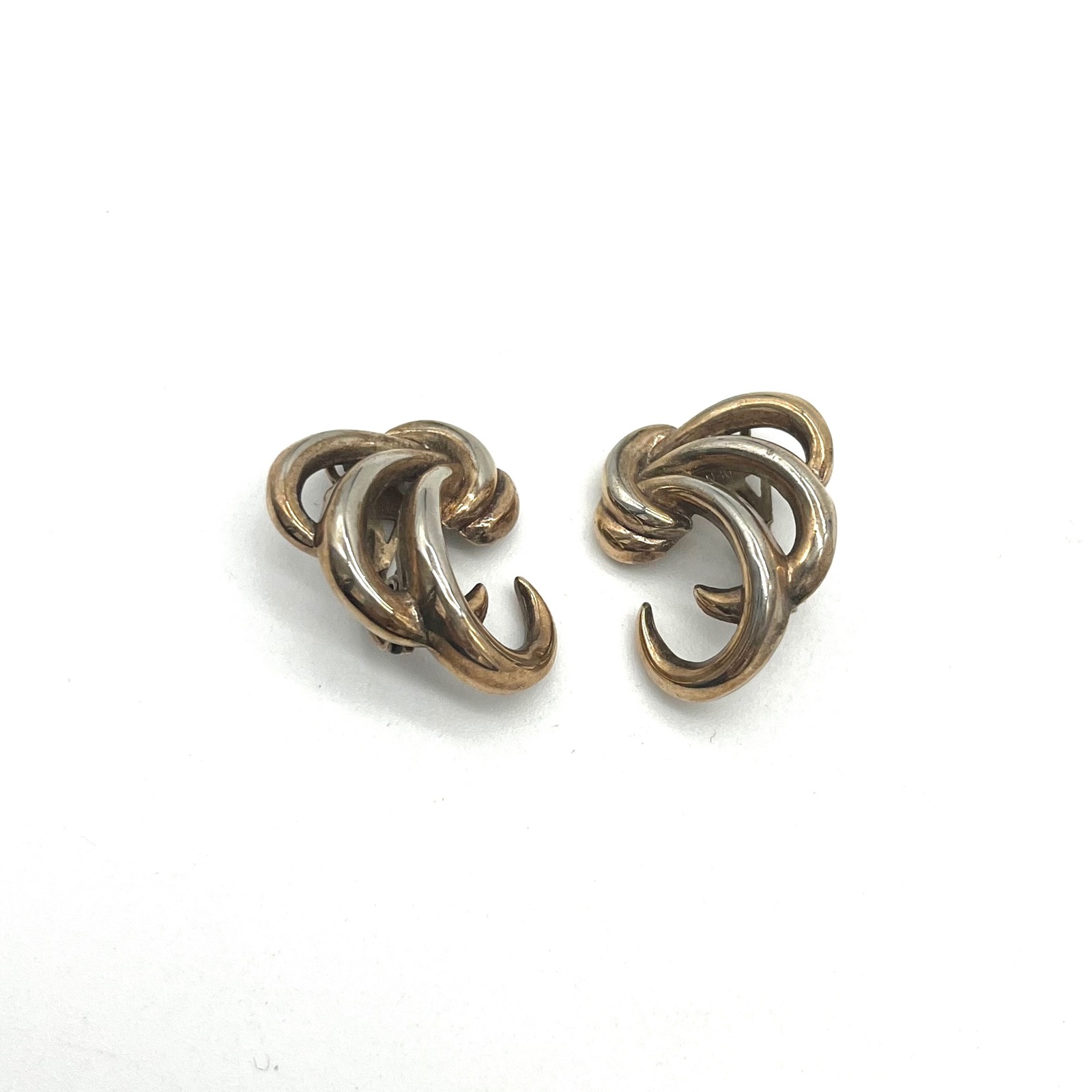 Trifari Clip On Earrings Gold Tone Twisted Rope Design Vintage